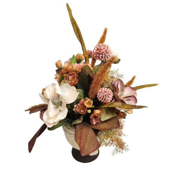 Magnolia Fall Floral Arrangement In Ornate Ceramic Vase Made by Flower Barn - Picture 3 of 12